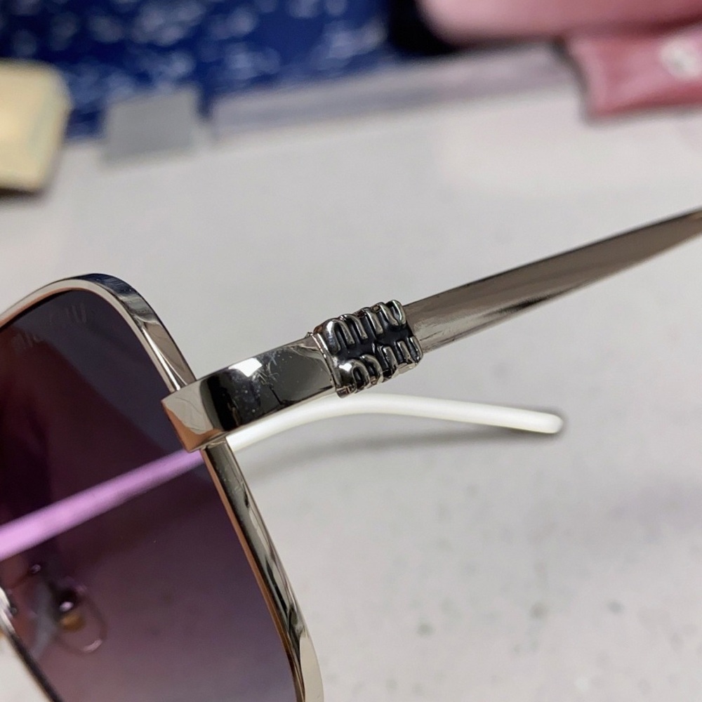 Miu Miu Silver Frame Sunglasses Purple Lens Oversized - Picture 8 of 10